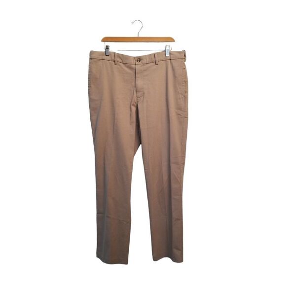 Savane® Mid Khaki Ultimate Performance Flat Front Chino Pants 34 x 32  8 0279 - Picture 2 of 8